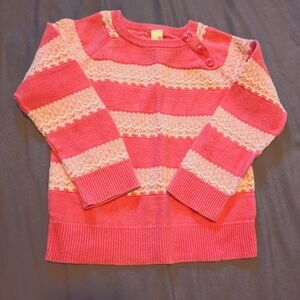 Vintage Cherokee pink and white lace detail sweater size 24M EUC